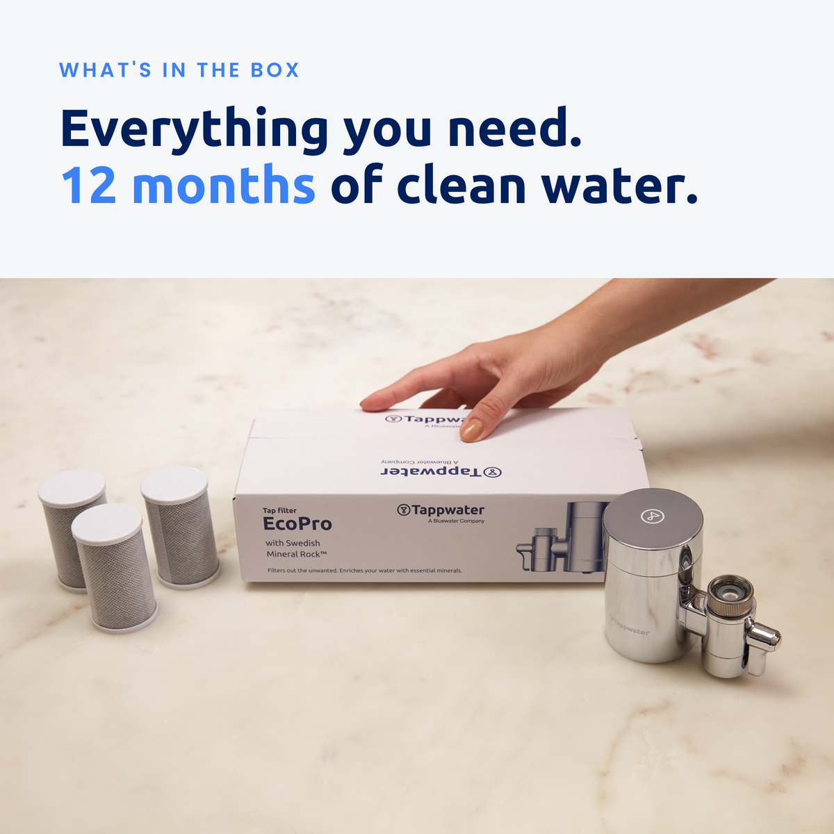 EcoPro SMR Annual Pack — what's in the box: filter, 6 refills, tap adapters